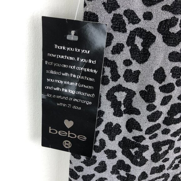 BEBE leopard single shoulder bodycon dress silver - Picture 6 of 6
